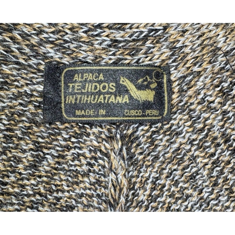 Tejidos Intihuatana Perú Alpaca Baby Women's Poncho Brown Aztec Knit - Picture 5 of 9